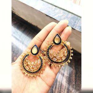 Best Heavy Polki Earrings 92.5 Hallmark Silver India 2021