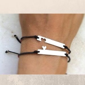 Best Customized Heart Puzzle Bracelet 92.5 Hallmark Silver India 2021