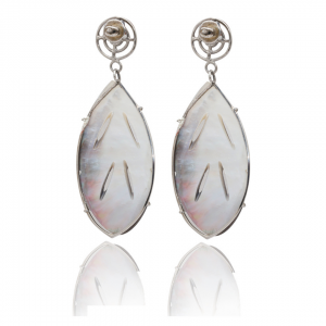 Best MOP Leaf Earrings 92.5 Hallmark Silver India 2021