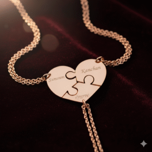 3 Piece Heart Puzzle Pendant Customised Silver Jewellery India 2023