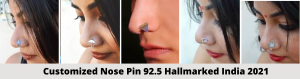 Customized Nose Pin 92.5 Hallmarked India 2021
