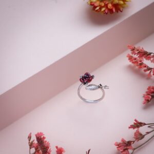 Silver Rose Blossom Ring