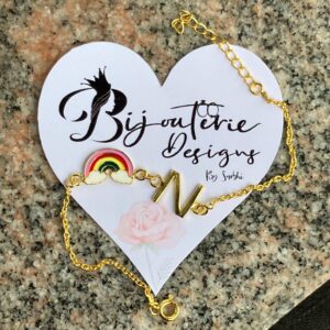Rainbow Initial Kids Bracelet Customised Silver Jewellery India 2023