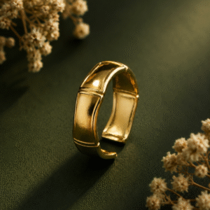 Bamboo inspired adjustable ring