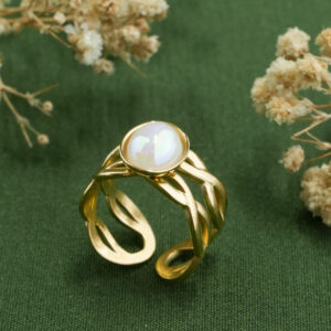 Lumira Iridescent Pearl Wavy Statement Ring