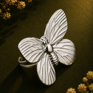 Chunky Butterfly Adjustable Ring – Silver