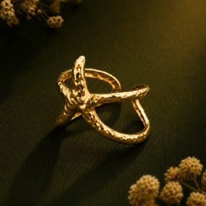 Hammered Starfish Adjustable Ring